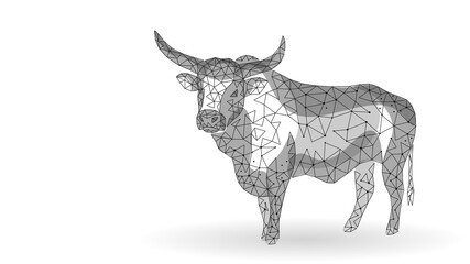 3D bull finance strategy concept. Low poly bullish business forex exchange ipo profit. Trading digital banner vector illustration