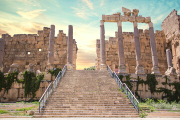 Beautiful view of Baalbek Roman Ruins in Baalbek, Lebanon