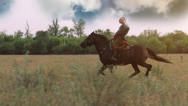 Warrior. Soldier. Infantryman. Cavalry. Cossack Rider on a horse. War in Ukraine.