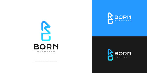 Abstract Initial Letter B and O Logo in Blue Gradient. BO Monogram Logo Design for Business and Technology Logo