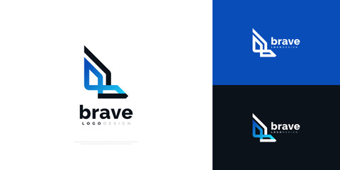 Abstract and Modern Letter B Logo in Black and Blue. B Monogram Logo with Line Style