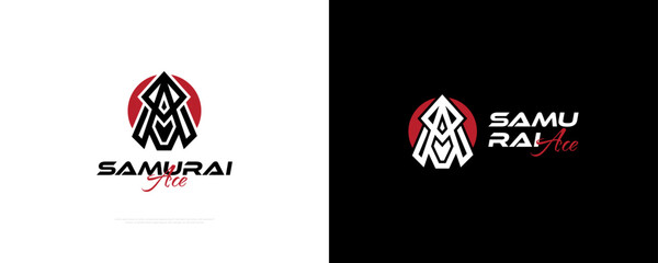 Fototapeta na wymiar Abstract Samurai Logo with Initial Letter A. Samurai Head Logo, Suitable for Mascot, Emblem or Business Logo
