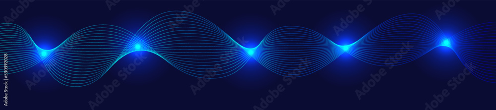Poster wave bright navy blue dynamic abstract gradient with striped diagonal lines vector background long b