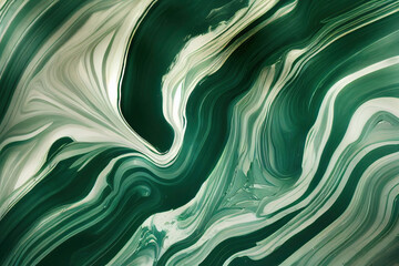 Abstract liquid marble background, green wavy texture, 3d illustration
