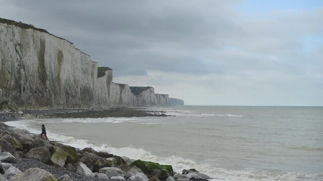 The chalk cliffs of the village of Ault dans la Somme, France