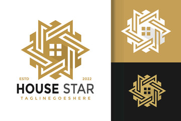 Luxury House Star Logo Design, brand identity logos vector, modern logo, Logo Designs Vector Illustration Template