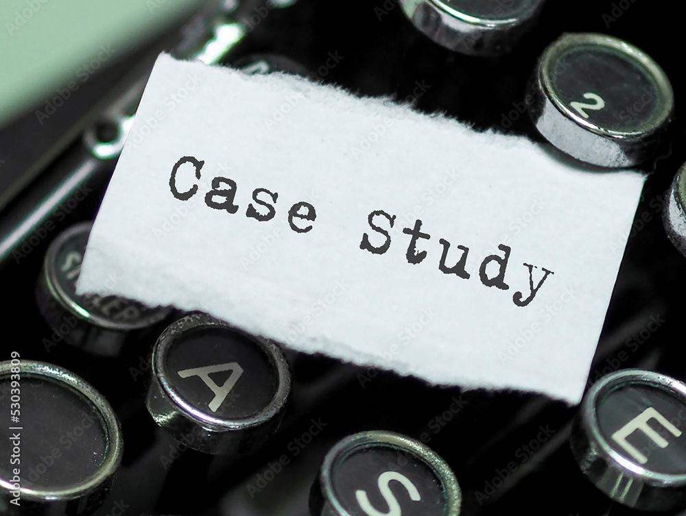 Poster text case study typed on retro typewriter