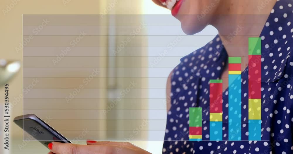 Poster animation of user over midsection of biracial man using smartphone