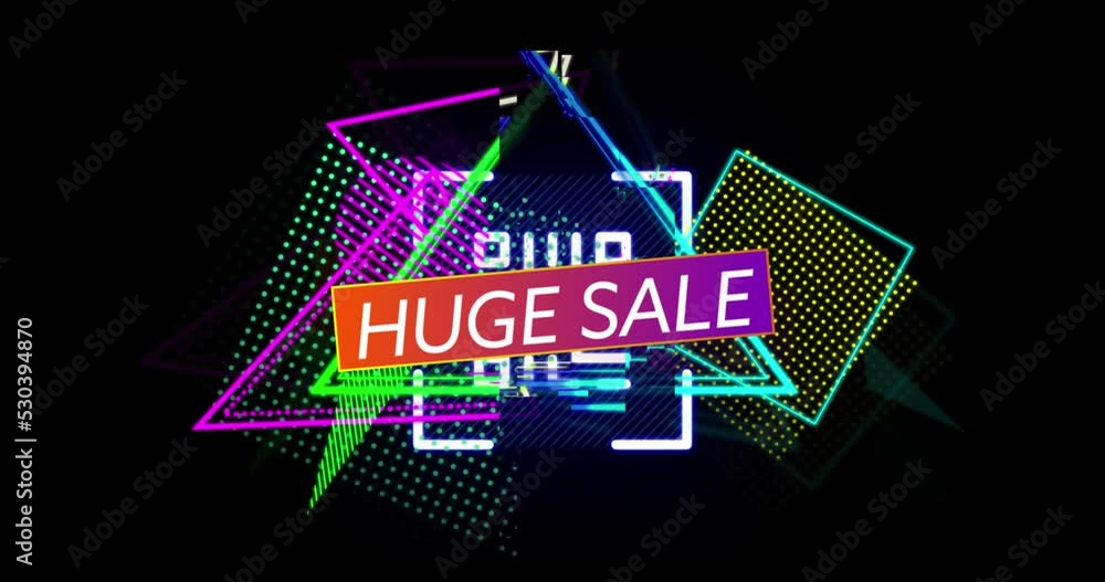 Poster animation of start text over data processing on black background