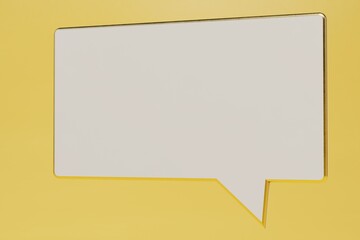 the concept of online correspondence. white icon of a blank message on a yellow background. 3D render