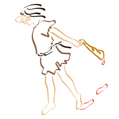 outgoing cain who killed his brother covers his face with his hand, sin and outcast