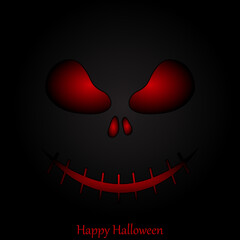 Halloween mask background. Scary red eyes. Design for banner, poster, background, postcard. Vector illustration