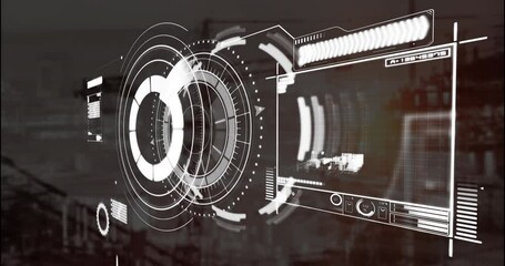 Animation of scope scanning and data processing over black background