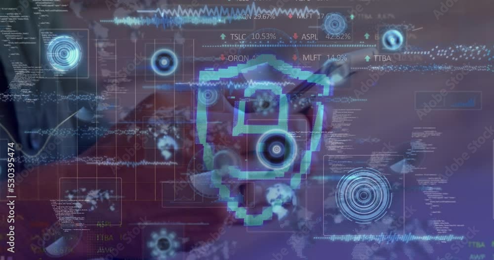 Poster animation of network of connections with equations and data processing