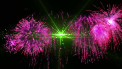 Animation of snow falling over glowing purple scenery