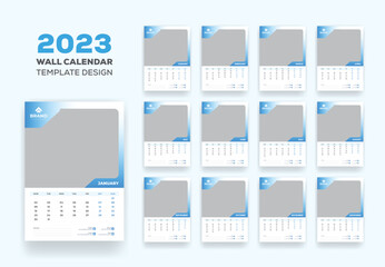 Fototapeta na wymiar Wall Calendar Schedule 2023 Or Happy New Year Modern Wall Calendar 2023 Template Design
