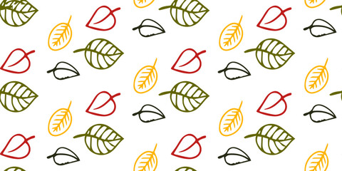 Seamless vector pattern colorful autumn leaves. Great for textiles and paper.