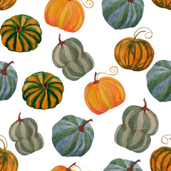 seamless pattern with pumpkins on a white background