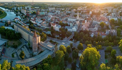 Opole panorama centrum miasta z lotu ptaka