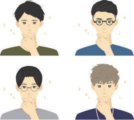 男性　手　表情　上半身　セット