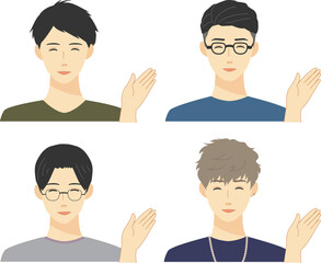 男性　手　表情　上半身　セット