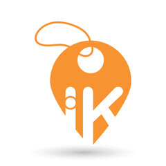 Location Marked Shopping Logo Design consisting of the letters I and K