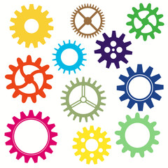 Cute gears cartoon color on white background