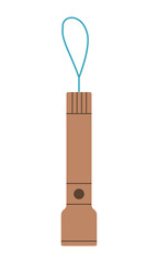 Flashlight is isolated on a white background. A device for lighting in hikes. Flat style. Vector illustration