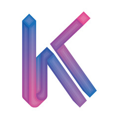 Isolated colored letter K with 3d effect Vector