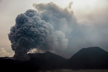 Mount Bromo volcano erupting Indonesian South East Asia - obrazy, fototapety, plakaty