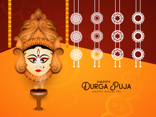 Fototapeta na wymiar Happy Durga puja and happy Navratri festival decorative cultural greeting background