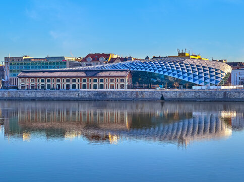 The modern Balna Center on Danube River, Budapest, Hungary