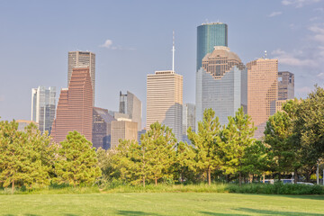 Houston Skyline from Buffalo Bayou Park in the Afternoon