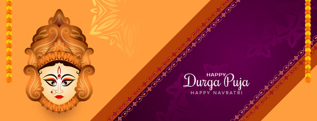 Durga Puja and Happy navratri festival celebration banner design