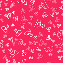 Naklejka premium White line Graduate and graduation cap icon isolated seamless pattern on red background. Vector