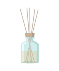 Aroma reed diffuser with sticks.