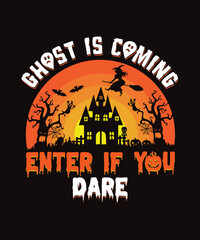 Halloween pumpkin house t-shirt design .