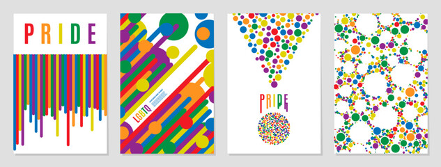 Lgbtq rainbow flag freedom community, pride pattern on white background, colorful cover illustration. - obrazy, fototapety, plakaty