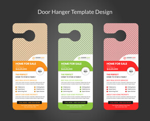 Real estate agency business door hanger template design