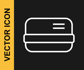 White line Credit card icon isolated on black background. Online payment. Cash withdrawal. Financial operations. Shopping sign. Vector