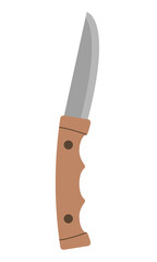 Folding knife isolated on a white background. Equipment used in hiking and everyday life. Flat style. Vector illustration