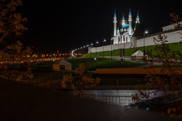 Kul Sharif at night with lights. Kazan, may 2022.