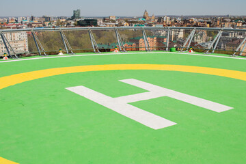 Top point in the hotel on the roof with the heliport mark in Kazan, may 2022.