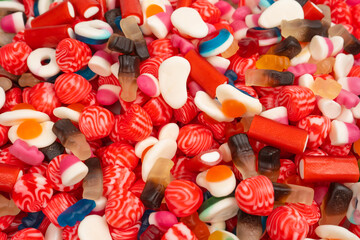 Tasty mix of jelly colorful candies.