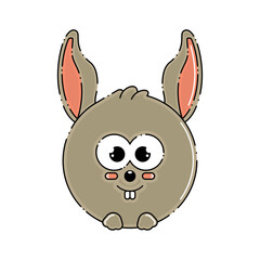 Isolated cute colored rabbit autumn animal icon Vector