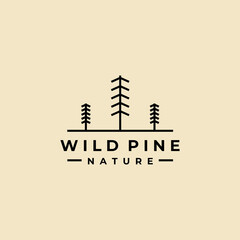 Wild pine minimalist logo line art vector symbol illustration design