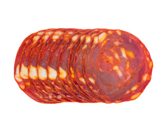 Chorizo spanish pork sausage slices isolated transparent png