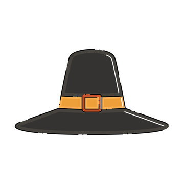 Isolated colored traditional pilgrim hat icon Vector