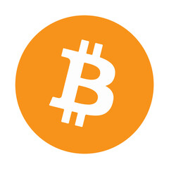 Bitcoin icon. Cryptocurrency round symbol. Vector illustration isolated on white background