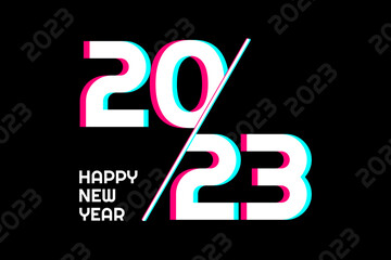 Creative concept of 2023 Happy New Year poster in social media style. Design template with typography logo 2023 for celebration. New year design template for social media post and cover.